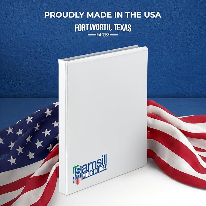 Samsill 0.5 Inch 3 Ring Binders, Economy Round Ring, Clear View Cover, 100 Sheet Capacity - for School, Home, Office - White, 24 Pack