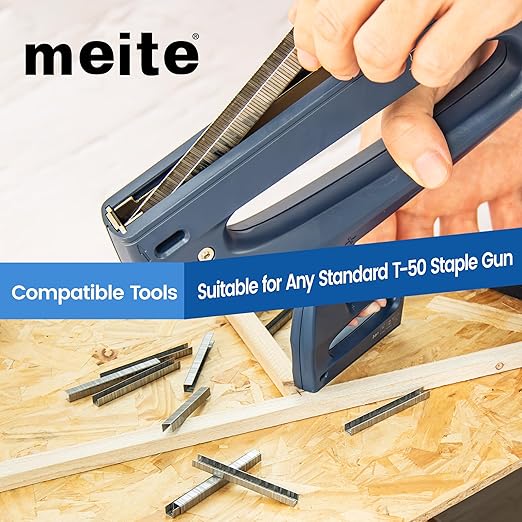 meite T-50 Stainless Steel Staples Marine, 3/8 Inch Heavy Duty Staples for Staple Gun - 1512 Counts, 20 Gauge 3/8 Inch Crown T-50 Upholstery Staple for Marine Applications