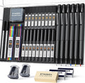 STAGEEK 35PCS Mechanical Pencil Set, 0.5 0.7 0.9 2.0mm Drawing Pencils | 384PCS Lead Refills (6B 4B 2B HB 2H 4H Colors),Sharpener, Erasers,Technical Drawing Kit for Writing, Sketching and Drafting