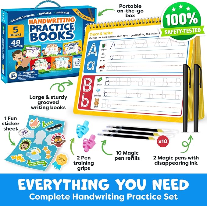 Magic Grooved Writing Practice Books for Kids 3-7