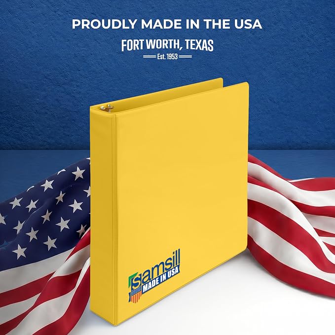Samsill Economy 3 Ring Binder Organizer, 1.5 Inch Round Ring Binder, Customizable Clear View Cover, Yellow Binder
