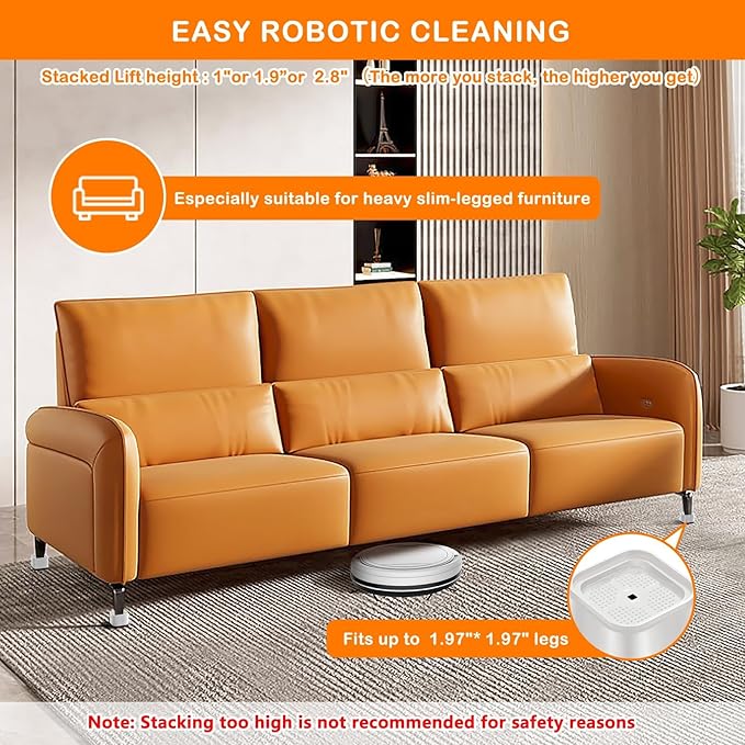 shouwuhho 32 Pack Furniture Risers Adjustable Bed Risers Heavy Duty Lifts Height 1", Square Stackable Bed Risers 1, 2 or 3 Inch for Desk Leg Table Couch Sofa Chair Bed Frame Legs Dorm, White