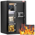 VEVOR Single Door 3.5 cu.ft Safe Box with Key Lock & Password, Safe Lock Box with Fireproof Bag, Key Rack, LED Light, and 2 Shelves for Money, Documents, Jewelry, and Valuables, Black