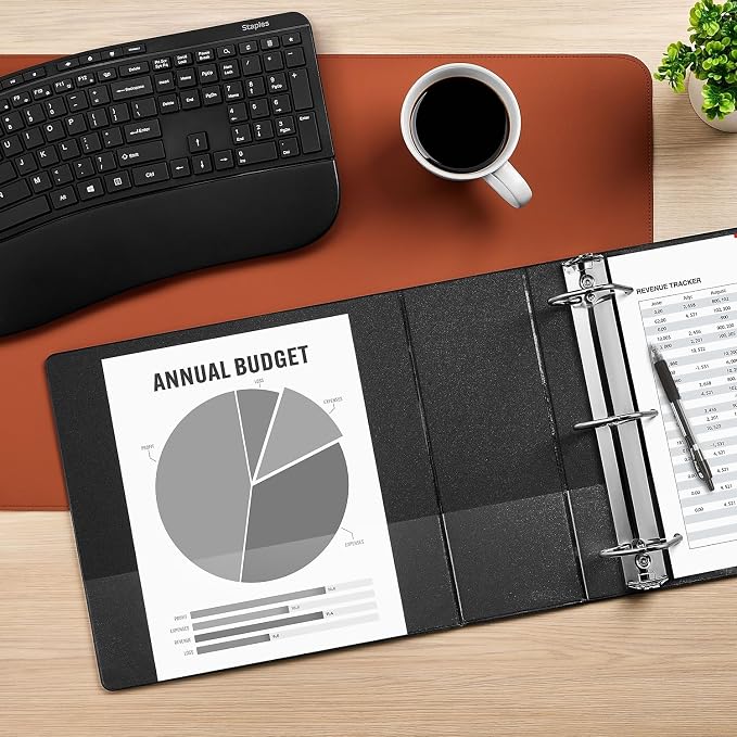 Staples Standard 4-Inch D-Ring View Binder, Black, 775 Sheets | Large-capacity binder for office and school document storage.