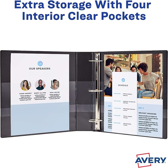 Avery TouchGuard 3 Ring Binder, 1.5" Slant Rings, 1 White Binder | For Daily School, Office and Hospital Use, TouchGuard Surface Protection, Customizable Clear Covers, Smudge-Resistant Pockets