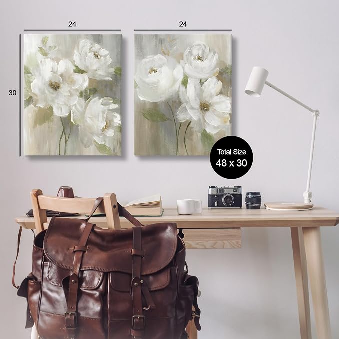 Stupell Industries 'Vintage Roses & Magnolias'| 2pc Canvas Art Set 2 | Stupell Industries | 24 x 30 Inches, Easy to Hang and Sturdy, Made in USA, by Nan