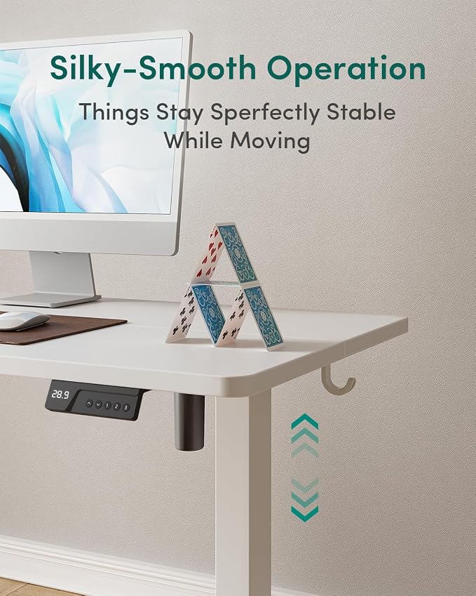 CubiCubi 63x28 Large Electric Standing Desk, 28" Deep Desktop, White | Wide Surface, Sit to Stand, Computer Workstations, Home Office Desk, Next-Gen Frame, Advanced Motor, 176 lbs Capacity