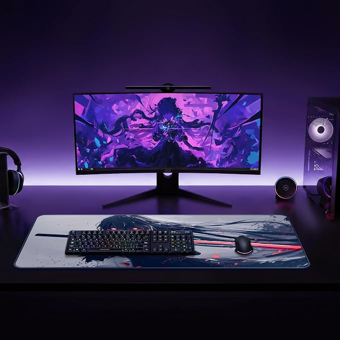 XXL Anime Gaming Mouse Pad 35.4 x 15.7 inch - Water-Resistant | Stitched Edges - Large XL Mousepad for Desk - Gamer Accessories Big Full Deskpad Mat Game Mousepads Deskmat