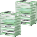 9-Tier Paper Organizer for Desk with Handles, Mint Green, 2 Pack | Desk File Organizer with Removable Trays for Sorting Files, Folders, Mail and Printer Paper at Home, School or Office