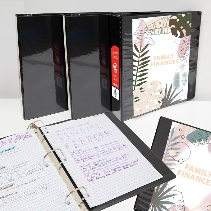 BAZIC Products 2" Black 3-Ring View Binder, Slant-D Ring, 2 Pockets, 2-Pack | 2 inside pockets, 2 in Black view 3-ring binder, slant-D rings, holds up to 480 sheets, Durable poly cover, 2 Pockets