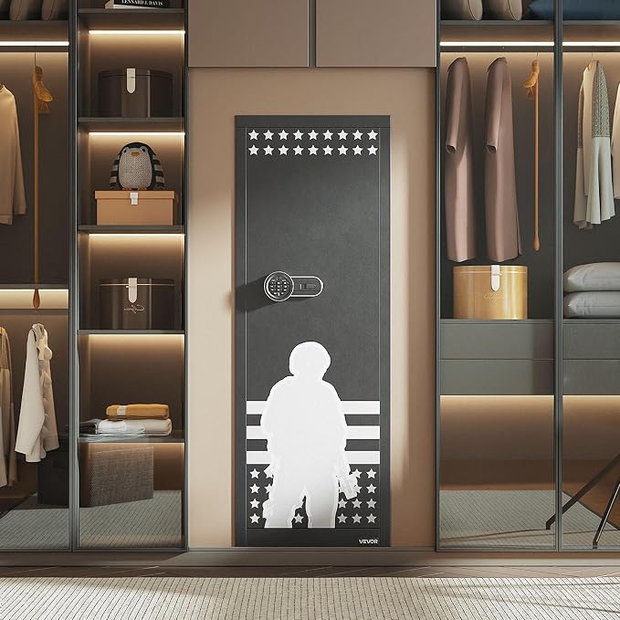 VEVOR 10-12 Gun Safe, Long Gun Cabinet for Rifles and Pistols, Quick Access Rifle Safe with 4 Pistol Pockets and 3 Adjustable Racks, Large Digital Cabinet with Key and Password Lock(Assembly Required)