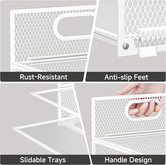 Paper Organizer for Desk with Handle, 6-Tier | Metal Mesh File Organizer, Stackable Letter Tray for Office Documents & Stationery Storage