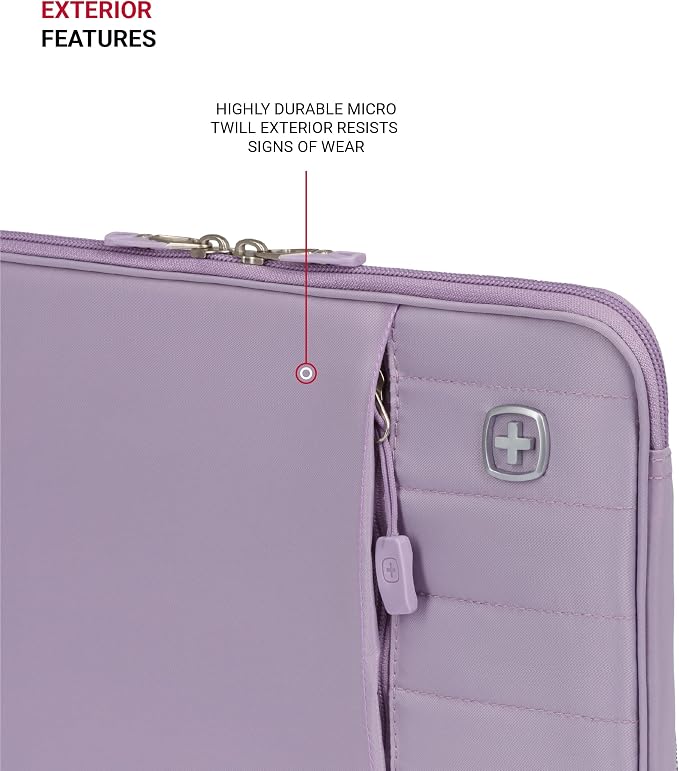 SwissGear Padded Zippered Laptop Sleeve, Micro-Twill Laptop Case with Zippered Front Compartment & Fleece Lining