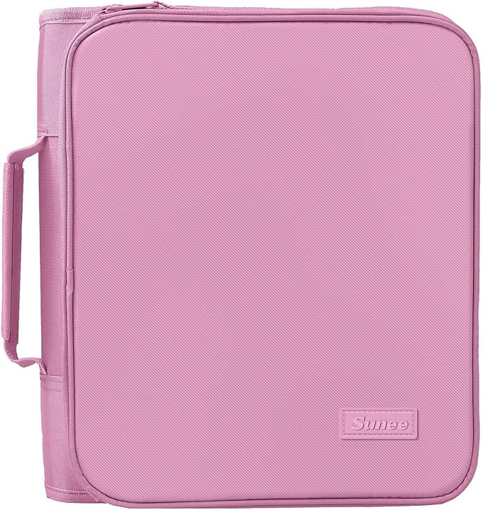 SUNEE Zippered Binder Bag with Handle, 2-Inch 3-Ring O-Ring, 500-Sheet Capacity, Includes Zip Pocket, 5-Tab Expanding File Folder, Multi-Pocket Organizer Binder for Middle School, Grape Purple