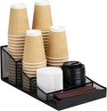 Mind Reader Countertop Organizer, Office Breakroom Supply Caddy for Cups Lids Stirrers and Condiments, Metal Mesh, Black