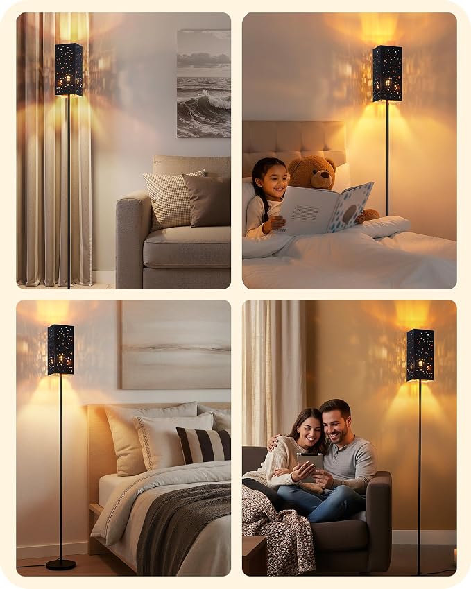 64.6" Floor Lamp, with Foot Switch, Standing Lamp with Sky Stars Design, Modern Freestanding Lamp (Bulb Not Included), for Living Room, Bedroom, Office, ETL Listed,Black Starry Sky AB07LD05