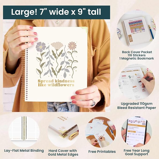 bloom daily planners 2026-2027 Hardcover Academic Year Goal & Vision Planner (July 2026 - July 2027) - 13 Months Weekly & Monthly Agenda Organizer - 7.5" x 9" - Spread Kindness Like Wildflowers