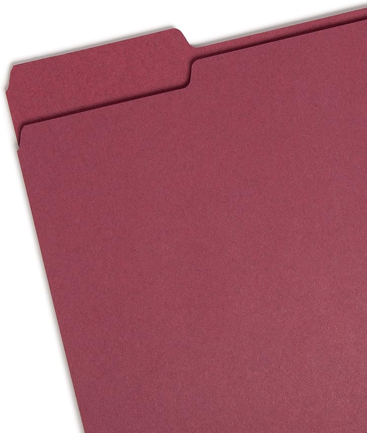 Smead Colored File Folder, 1/3-Cut Tab, Letter Size, Maroon, 100 per Box (13093)