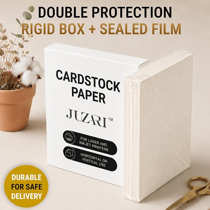 50 Sheets Ivory Linen Paper Textured Cardstock 8.5 x 11, 100 lb Card Stock Paper Letter Size Cardstock for Invitations, Greeting Cards, Card Making, Crafting, Die Cutting and DIY Projects