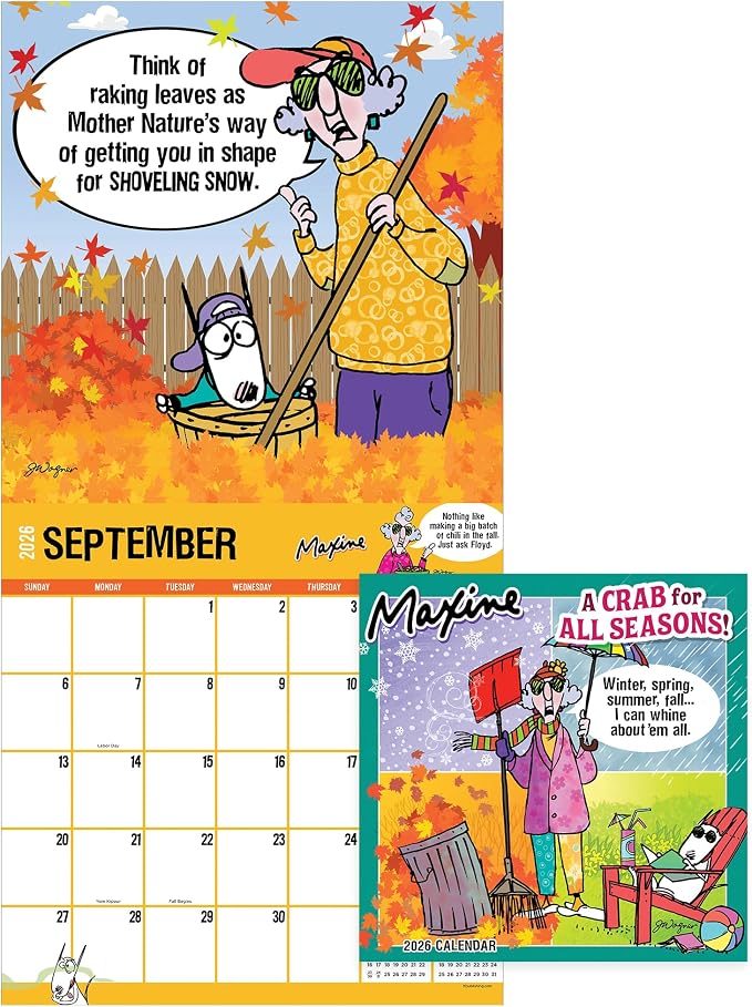 TF Publishing 2026 Maxine Wall Calendar - Monthly 2026 Wall Calendar with Large Grids for Appointments and Scheduling, Premium Matte Pages & Easy Display for Home or Office Organization - 12in x 12in