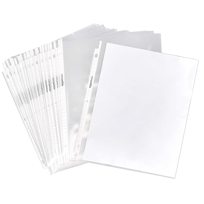 Amazon Basics Sheet Protectors for 3 Ring Binder, Top Loading, Clear Plastic, 1200-Pack