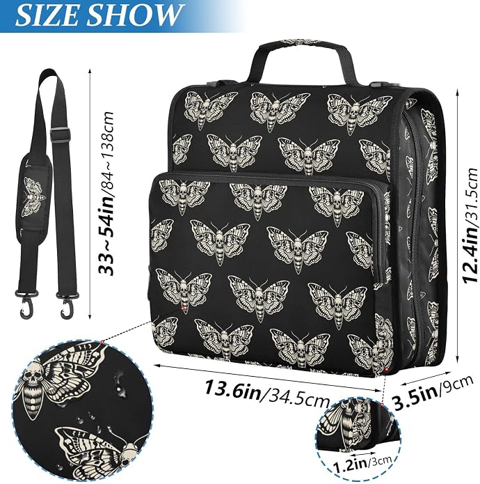 Zipper Binder Bag 3 Ring File Folder Portfolio Organizer Zippered Binder Bags with Strap Fits Laptop Women Men