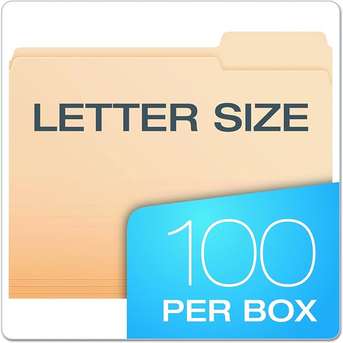 Pendaflex File Folders, Letter Size, Manila, 1/3 Cut, 100/BX (752 1/3-3) (Pack of 5)