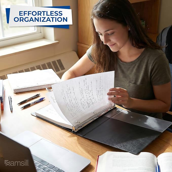 Samsill 2 Inch 3 Ring Binders, Economy Round Ring, Clear View Cover, 425 Sheet Capacity - for School, Home, Office - Black, 6 Pack
