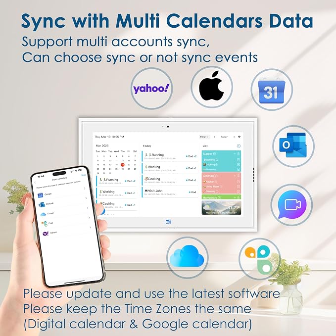 15.6" Digital Wall Calendar No Monthly Fee Family Hub Touchscreen