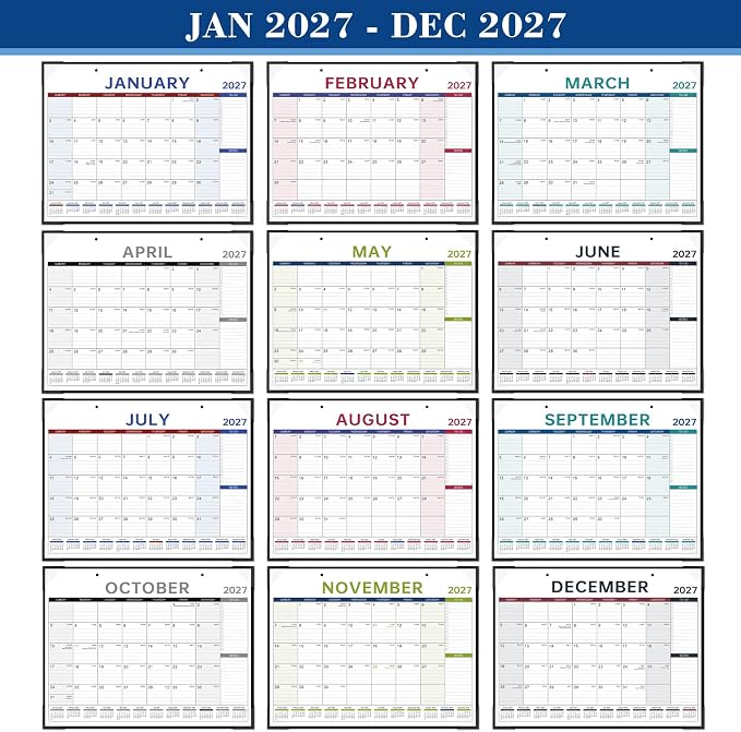2027 Calendar - 2027 Desk Calendar, 22" x 17", Jan.2027 - Dec.2027