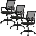 BestOffice | Ergonomic Office Chair | Mid-Back Swivel Desk Chair | Breathable Backrest & Lumbar Support | Adjustable Height | Sponge Seat | Rolling Wheels | Dark Black | for Adults & Women