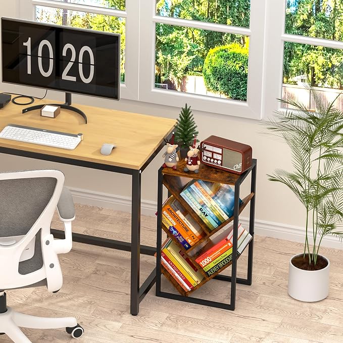 Cutogxon Small Bookcase - 5 Tier Tree Bookshelf with EVA Pads, Book Shelf for Small Spaces Bookshelves Wooden Book Storage Organizer Shelves for Hardcover Books Bedroom Living Room