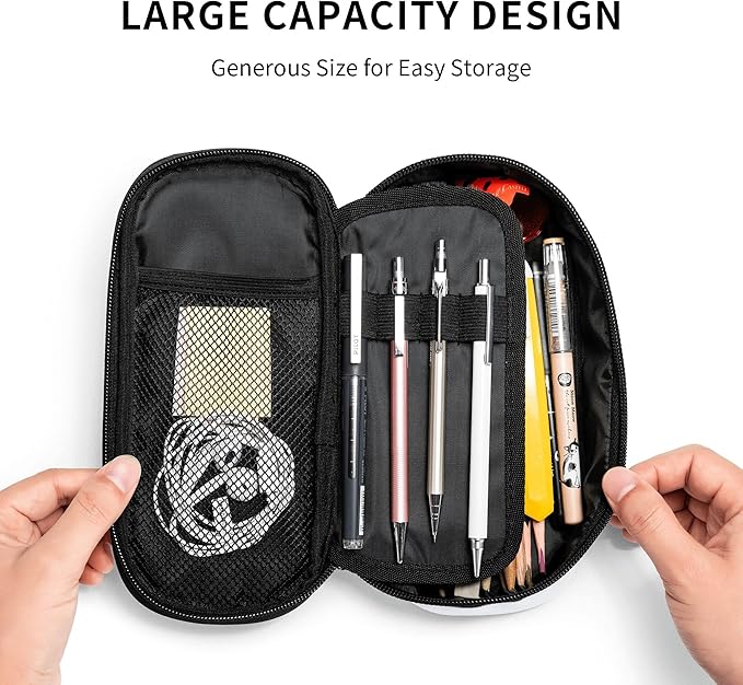 Basketball Pencil Box Black Kids Pencil Case for Boys Youth, Big Capacity Canvas Pen Pouch Marker Bag, Portable Travel Storage Box Desk Office Organizer, Sports-Themed Stationery Organization Bag