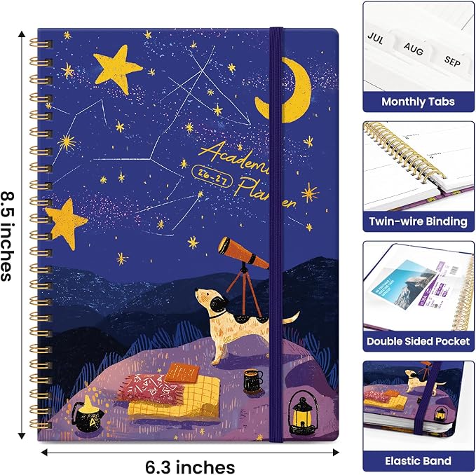Academic Planner 2026-2027, Jul 2026-Jun 2027 Monthly & Weekly Planner