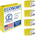 Samsill 2 Inch 3 Ring Binders, Economy Round Ring, Clear View Cover, 425 Sheet Capacity - for School, Home, Office - Yellow, 12 Pack
