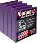 Samsill Durable 1.5 inch 3 Ring Binder, D Ring Binder, 100% Recycled Chipboard, Purple, 4 Pack