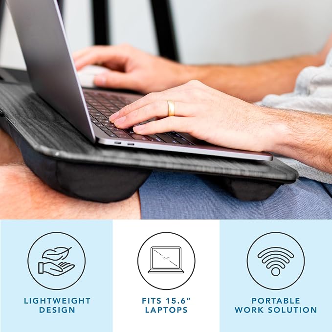 LAPGEAR Home Office Lap Desk – Gray Woodgrain, Fits 15.6” Laptops