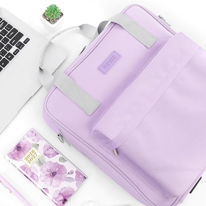 Zipper Binder 3 Ring with Shoulder Strap and Handle, Purple 2 Inch 3 Ring Binder with Zipper, Extra Pockets Holds 500 Sheets, Waterproof Trapper Keeper for Middle School & Work Organizer