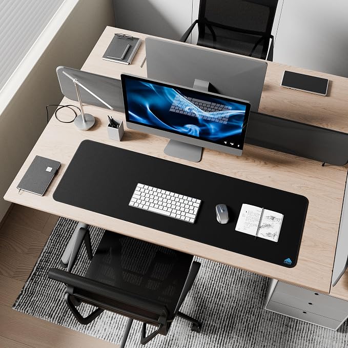 Cacoy Large Gaming Mouse Pad 48"x16" Stitched Edges XXL Desk Mousepad Black | XXL Ultra-Smooth Gamer Desk Mat Waterproof Extended Computer Mouse Mat Non-Slip Rubber Base Keyboard Pad for Office and Home