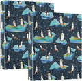 Funny Penguin Glaciers Black 3 Ring Binder 1.5" Decorative D-Ring Binder with Clipboard&3 Clear Pockets, Holds 200 Sheets A4 Size Paper Waterproof Binders for School Home Office|2 Pack