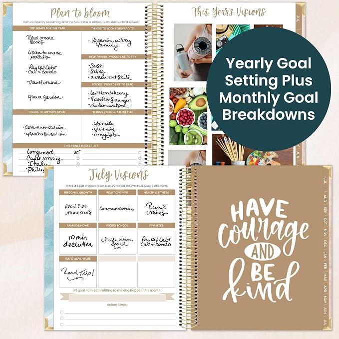 bloom daily planners 2026-2027 Hardcover Academic Year Goal & Vision Planner (July 2026 - July 2027) - 13 Months - Monthly & Weekly Calendar Agenda Organizer - 7.5" x 9" - Coastal Calm