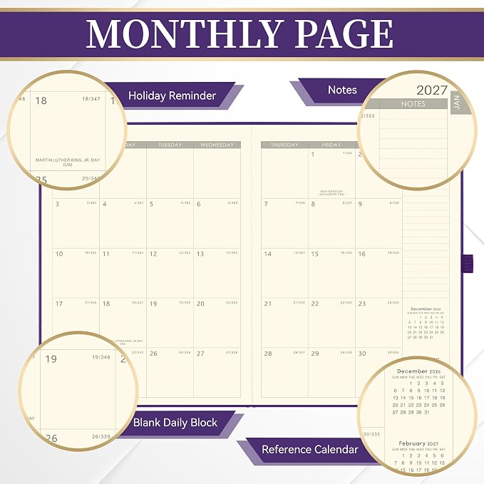 2027 planner weekly and monthly, Jan 2027 - Dec 2027, 9" x 11"