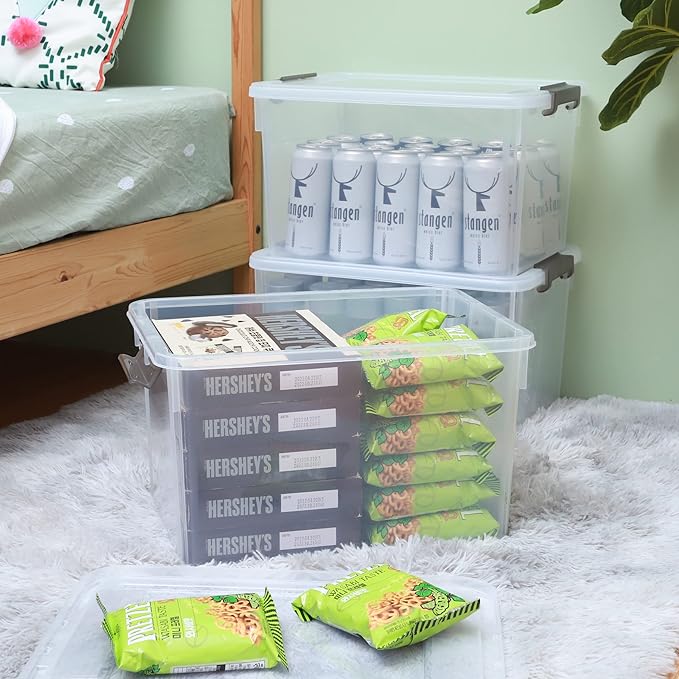 Citylife 6 Packs 32 QT Plastic Storage Bins with Lids Large Stackable Storage Containers for Organizing Clear Storage Box for Garage, Closet, Kitchen