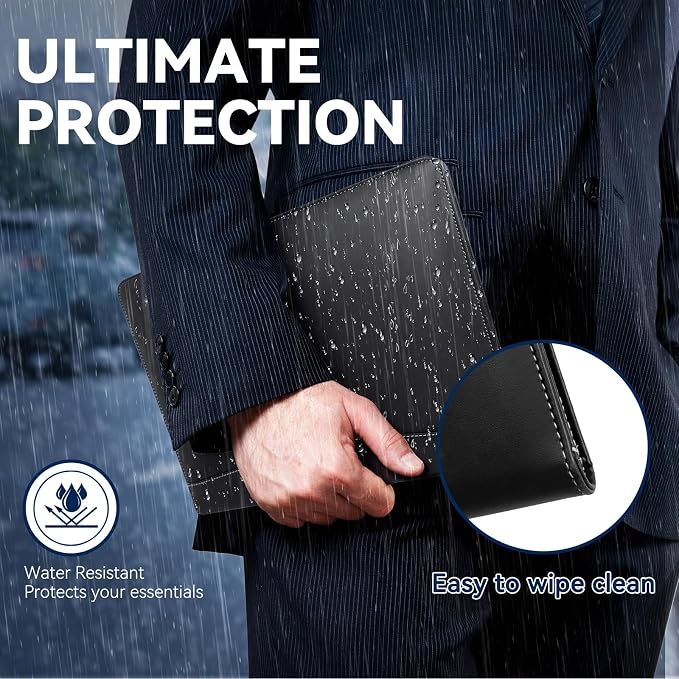 Professional Padfolio Portfolio Folder | Faux Leather, Resume Organizer, Document Pockets, Card Slots & Pen Holder, Interview Folder