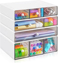 Desk Organizer with 9 Drawers, 4 Tiers Stackable Storage Drawers, Desktop Storage Box with Clear Drawers for Stationery, Makeup, Jewelry, Office and Craft Supplies (White)