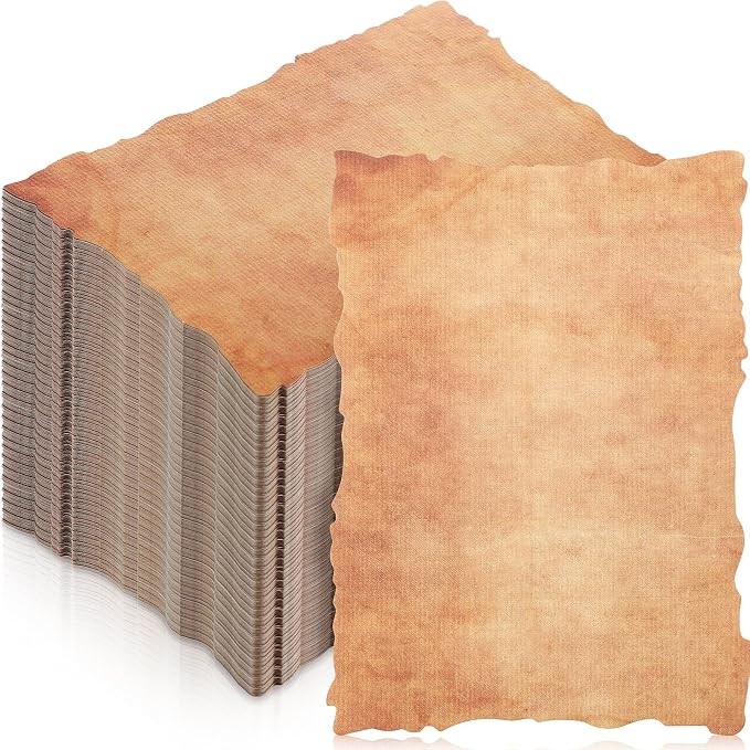 Harloon 200 Pcs Vintage Paper Old Looking Cotton Stationery Paper, 5x7 Inch | 200 Gsm Thick Cardstock Blank, Antiqued Watercolor Deckle Edge, for Invitations Drawing Writing Printing Invitations Crafts