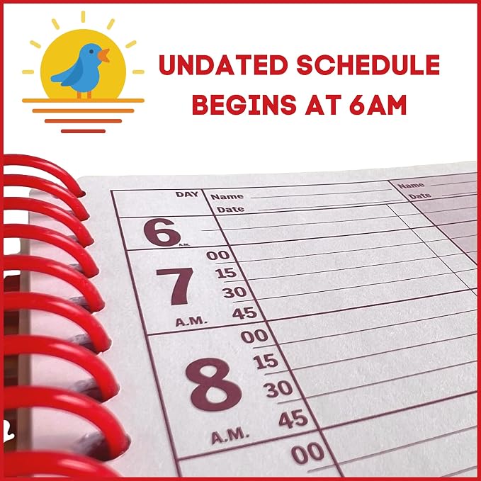 Portage Notebooks Appointment Book - Large 12.75" x 13.5" Undated Planner for Daily Scheduling - 6 Column Professional Daily Planner Undated for Office, Home, or Salon Use