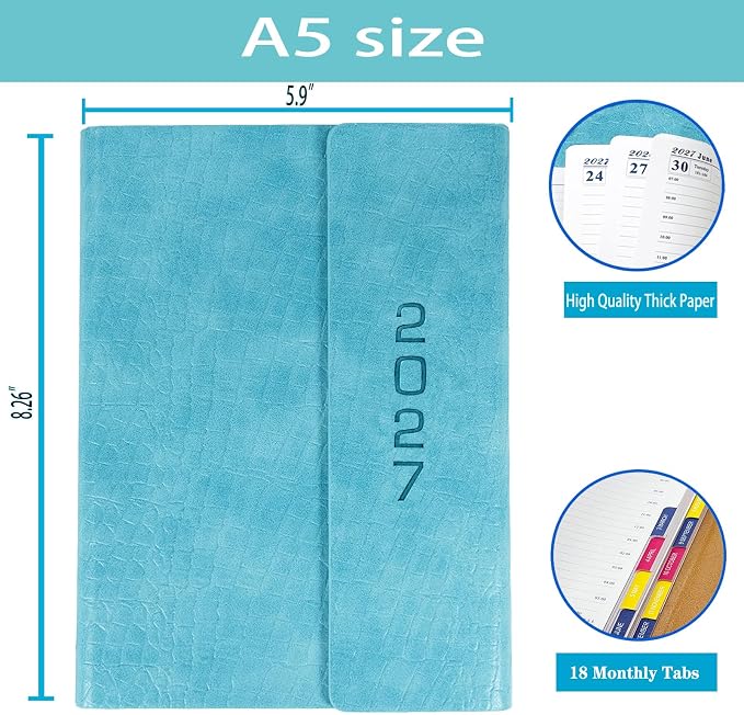 2027 Daily Planner -One Page per Day, Daily Calendar Book 8.26'' x 5.9''