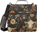 ALAZA Zipper Binder 3 Ring Dark Highland Cows Vintage Binder Organizer with Zipper and Shoulder Strap Large Capacity Multi-Pocket Trapper Keeper File Folder for Office Supplies