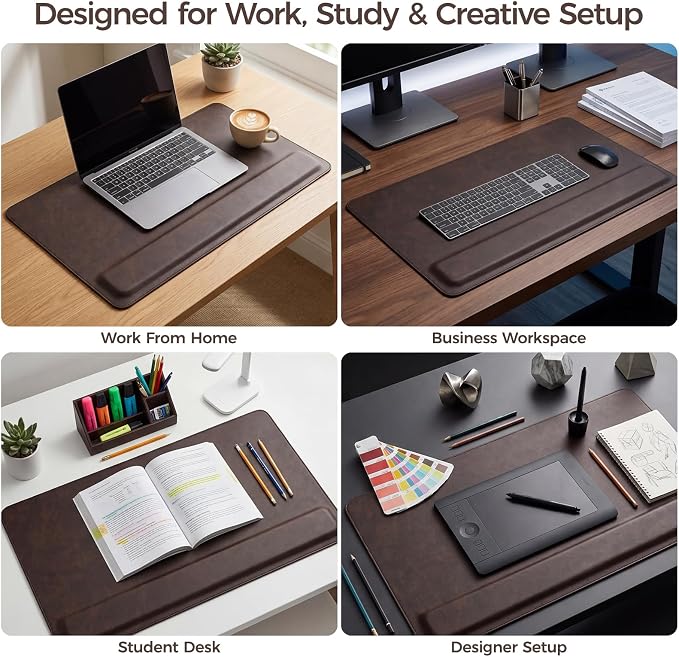 Magnetic Desk Mat System with Wrist Support 80×40cm, Premium Leather Desk Pad with Magnetic Accessories, Waterproof Non-Slip Desk Organizer for Office & Gaming